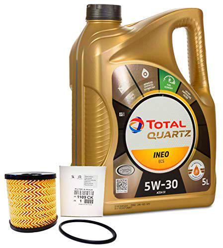 DUO Aceite Total Quartz Ineo ECS 5W-30 + filtro de aceite Original 1109CK motores gasolina 1.6