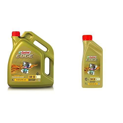 Castrol EDGE 5W-30 LL Aceite de Motor 5L, Gold &amp; EDGE 5W-30 LL Aceite de Motor 1L