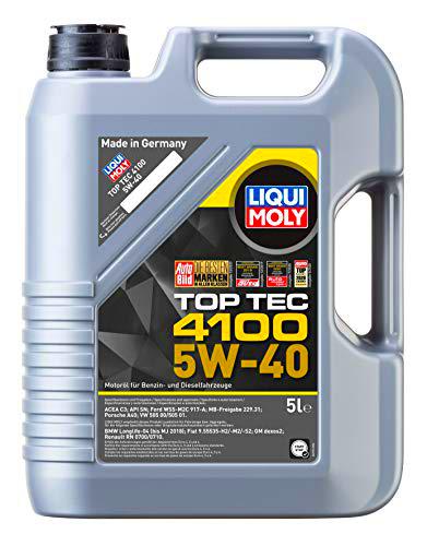 Liqui Moly 3701 Top Tec 4100 5W-40 - Aceite antifricción con tecnología HC y bajo Contenido en azufre para Motores de automóviles de 4 Tiempos (5 L)