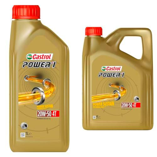 Castrol POWER1 4T 20W-50 Aceite de Moto 4L + Castrol POWER1 4T 20W-50 Aceite de Moto 1L