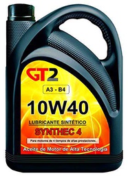 Lubricante Motor 10W40 Sintético GT2 SYNTHEC 4 5 Litros.